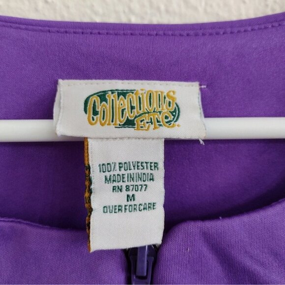 Vintage Collections Etc Long Purple Blue Paisley Zip Robe Housecoat Womens M - Picture 10 of 10